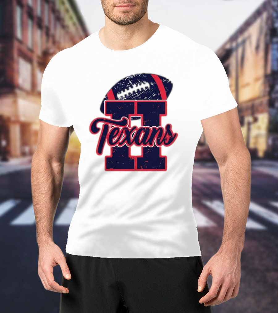 Retro Vintage Texans Football H Logo With Football T-Shirt