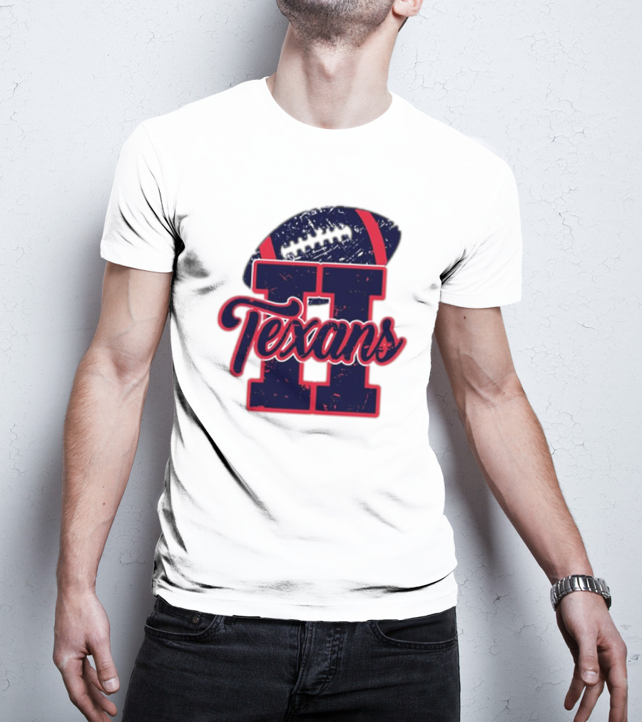 Retro Vintage Texans Football H Logo With Football T-Shirt