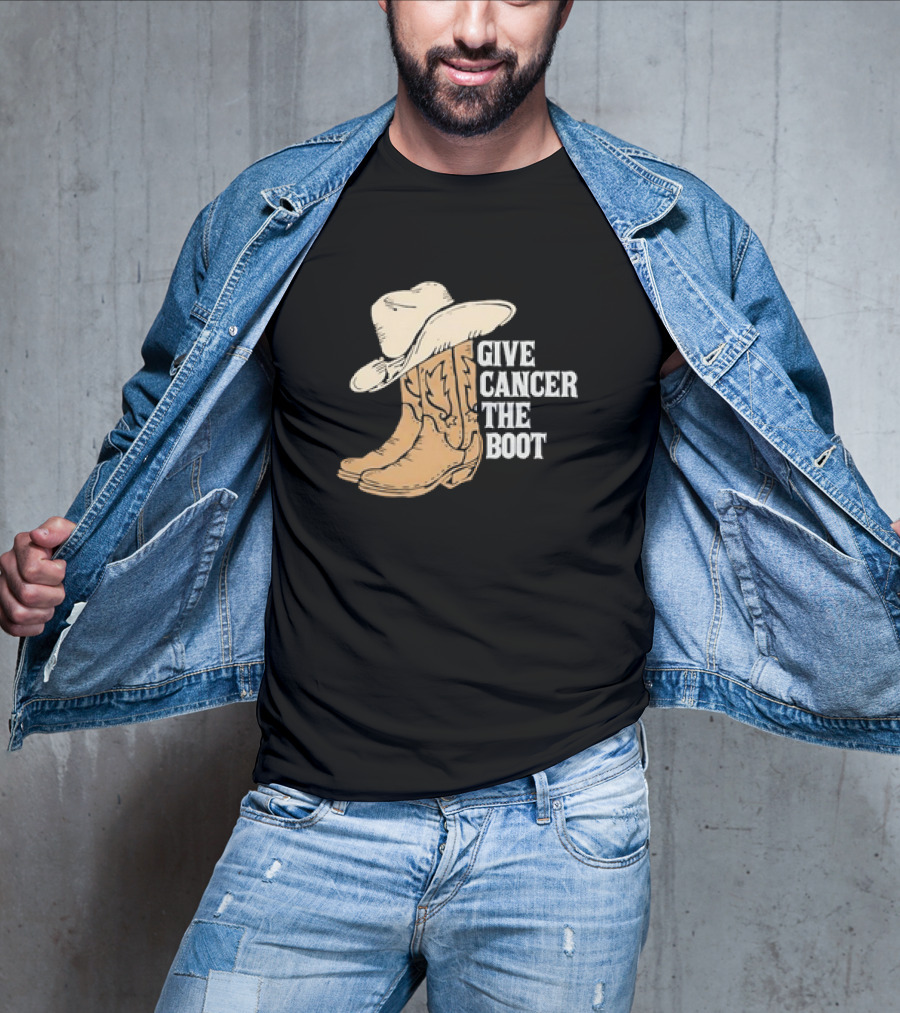 Give Cancer The Boot Retro Cowboy Hat And Boots T-Shirt