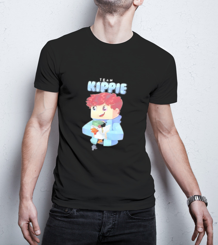 Team Kippie Cartoon Pixel Art Character With Pet Chicken T-Shirt