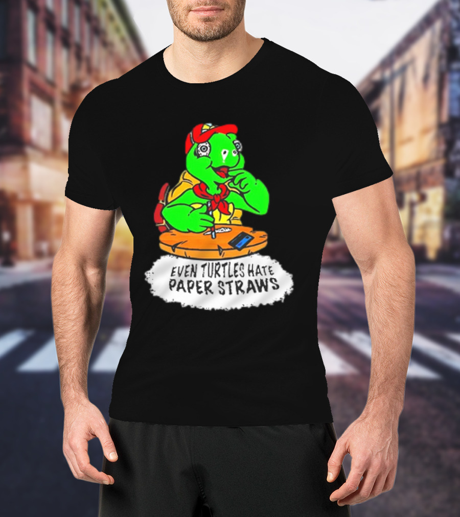 Isaac Butterfield Even Turtles Hate Paper Straws T-Shirt