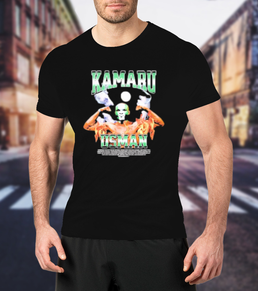 Kamaru Usman Warrior Spirit Flames And Smoke T-Shirt