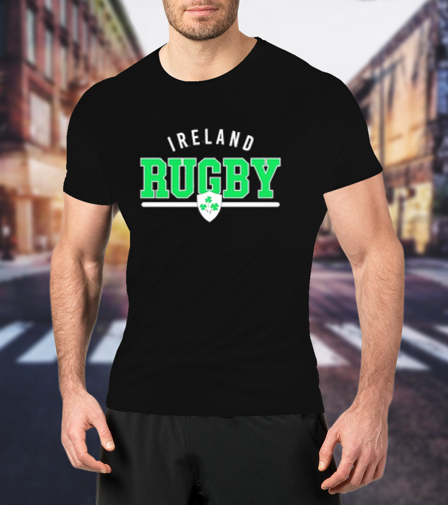 Ireland Rugby Wordmark Nations Supersoft Logo Shamrock Shield T-Shirt
