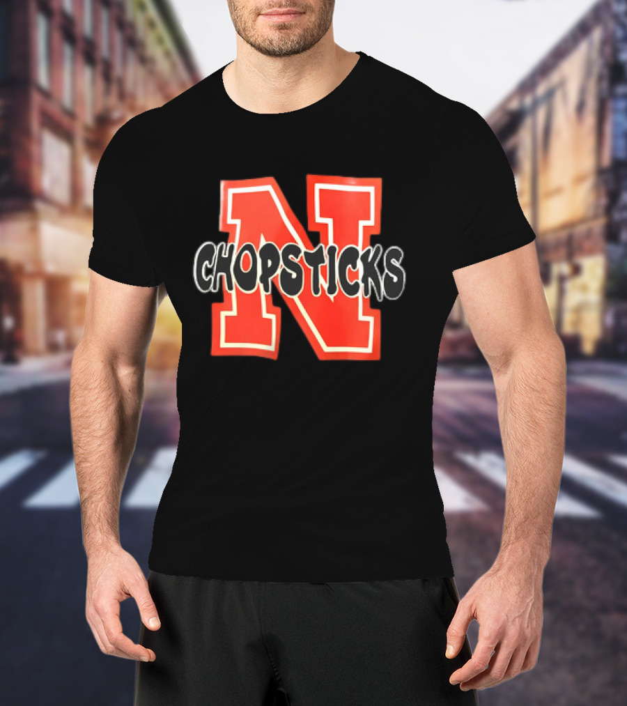 Nebraska Chopsticks Red Letter N T-Shirt