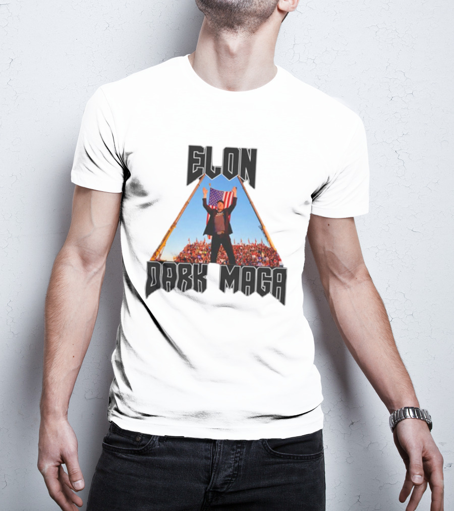Elon Dark MAGA American Flag Crowd Symbolism T-Shirt