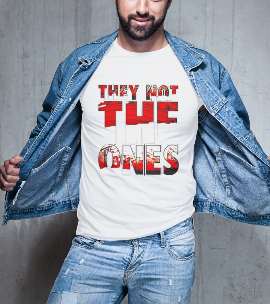 They Not The Ones WWE Red Pattern Text T-Shirt