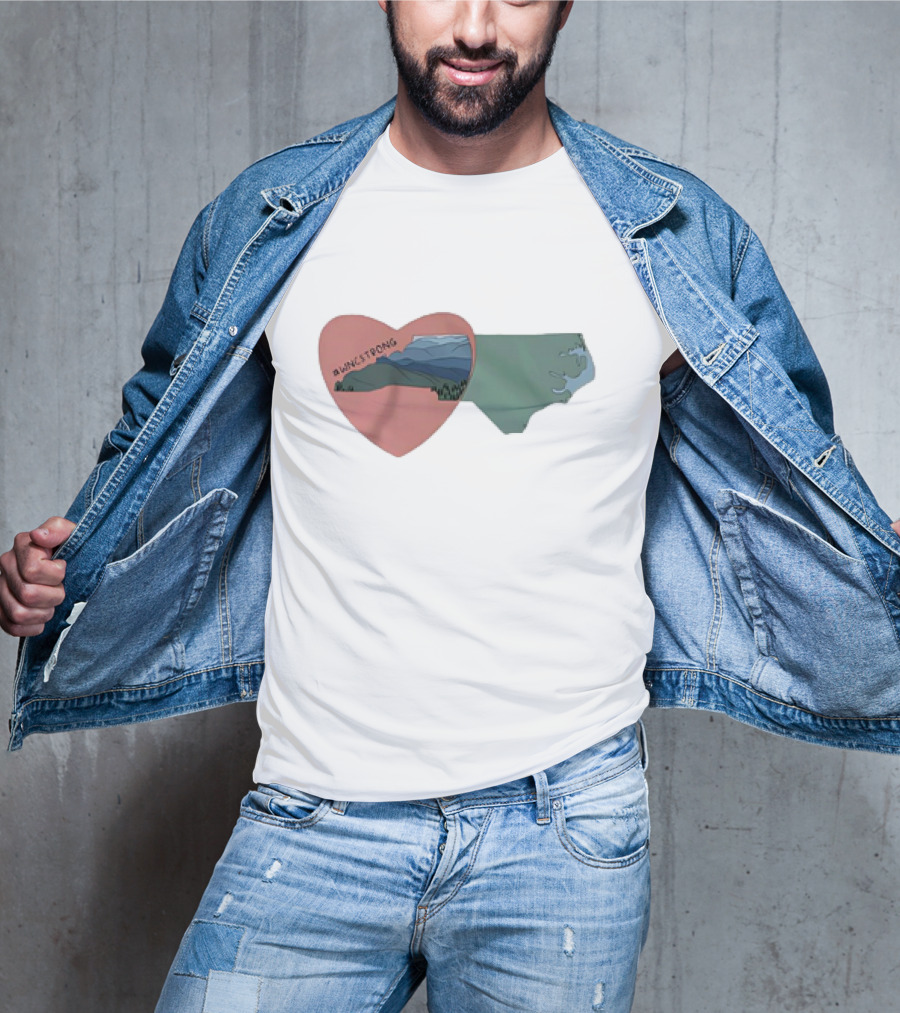 WNC Strong Heart With North Carolina Mountains Map T-Shirt