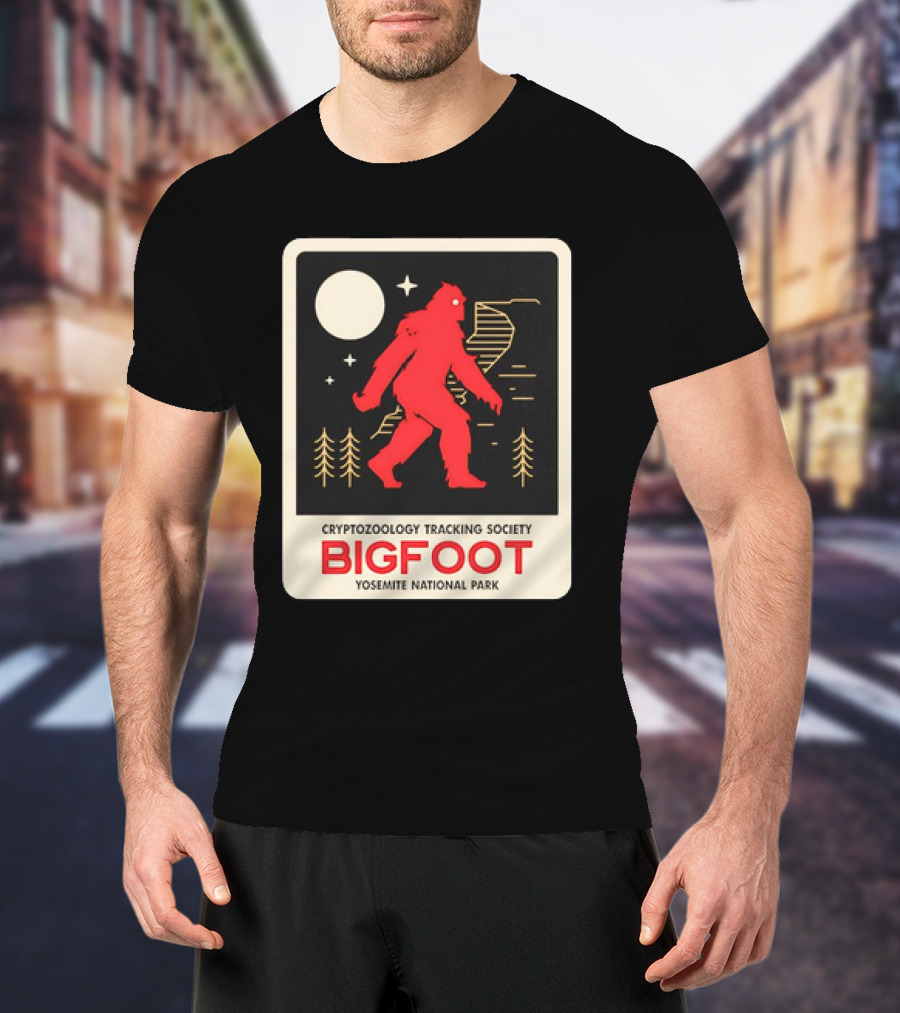 Bigfoot Cryptozoology Tracking Society Moonlit Yosemite National Park T-Shirt