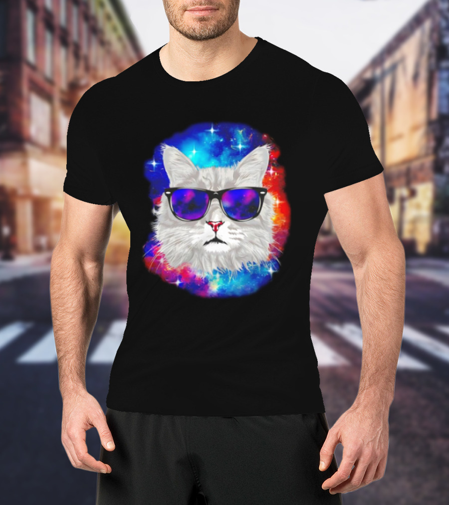 Cool Cat Space Shades Galaxy T-Shirt