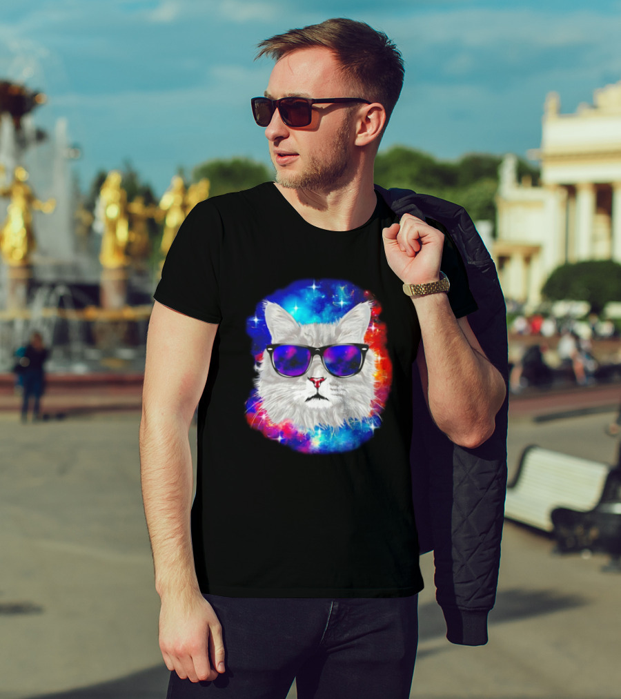 Cool Cat Space Shades Galaxy T-Shirt