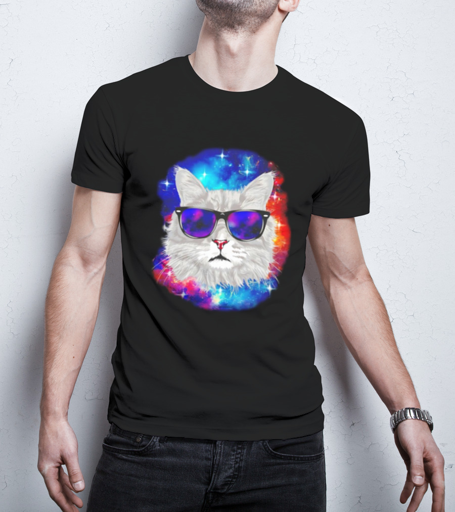 Cool Cat Space Shades Galaxy T-Shirt