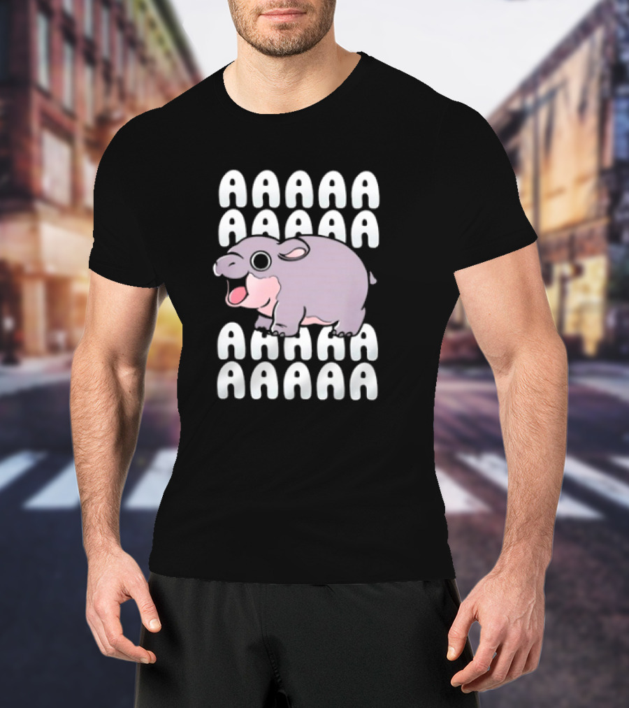 Moo Deng Screaming Hippo AAAAAAAAA Funny Hippo Meme T-Shirt