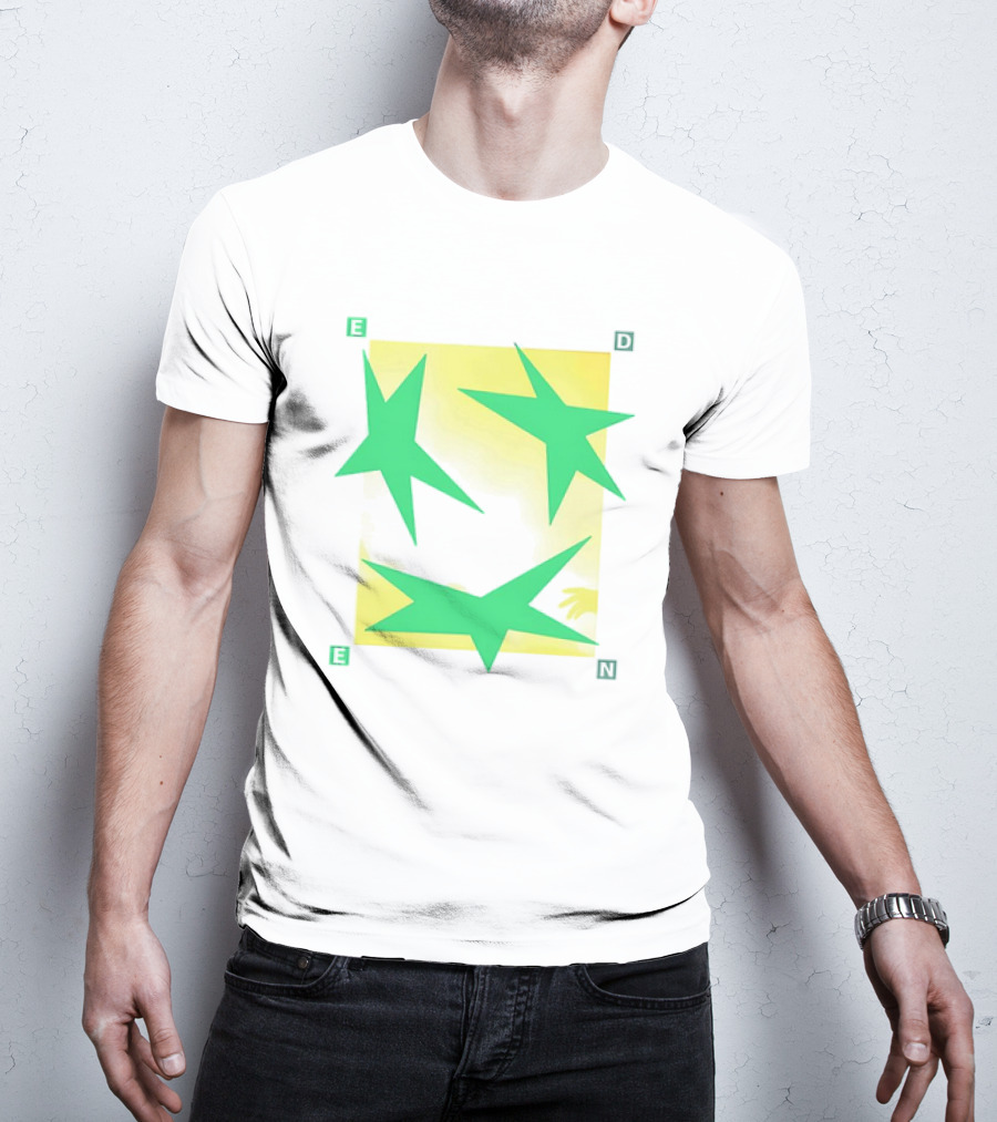 Eden Star Green Tri-Star Design With Yellow Background T-Shirt