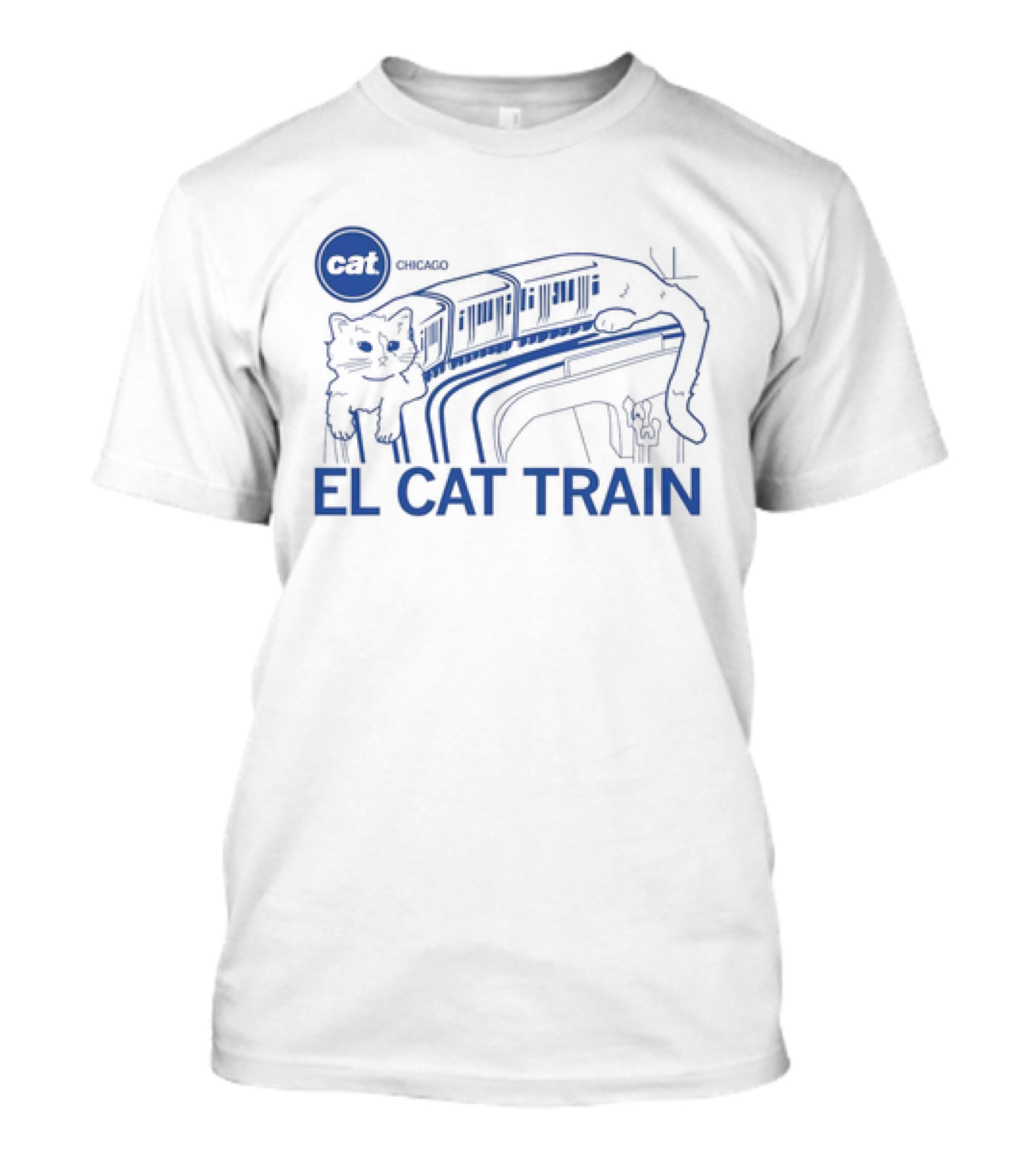 El Cat Train Chicago CAT Railway Sketch T-Shirt