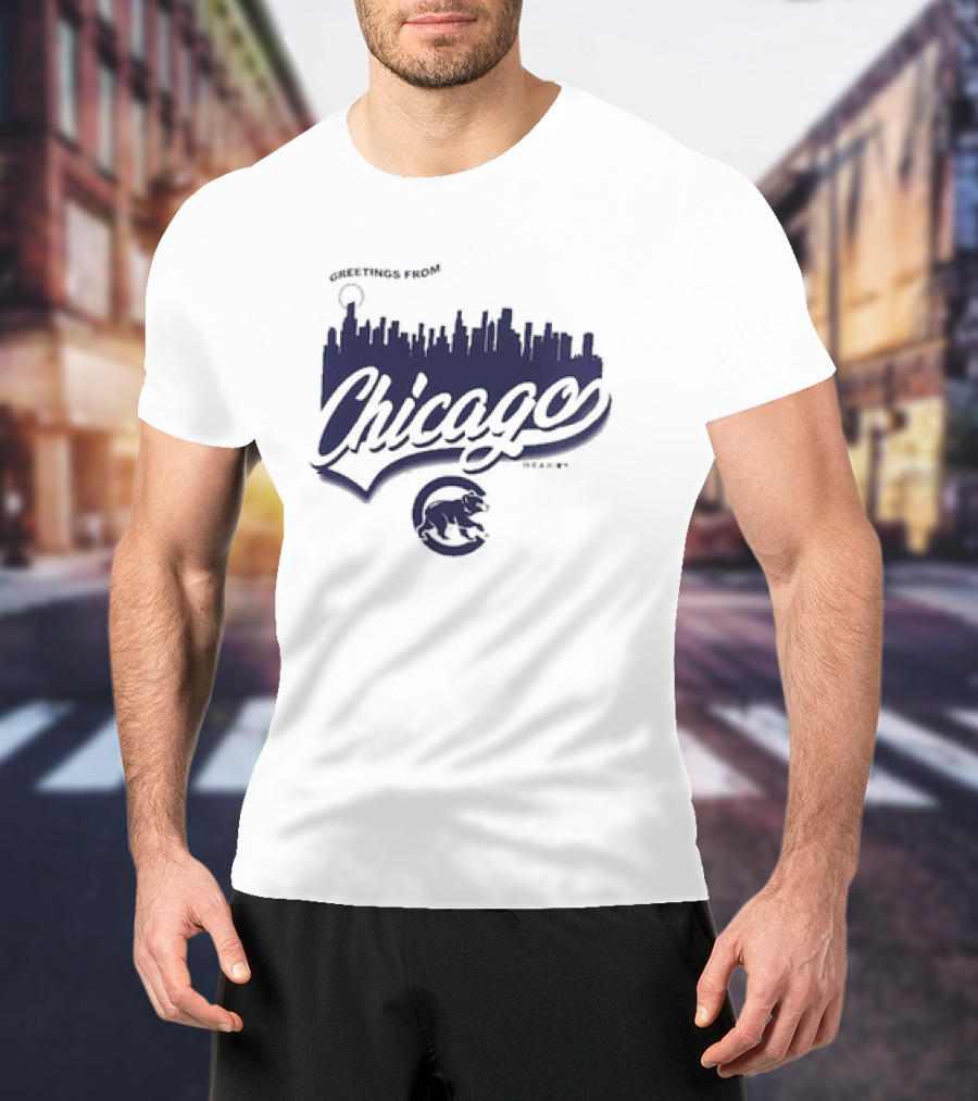 Greetings From Chicago Skyline Cubs T-Shirt