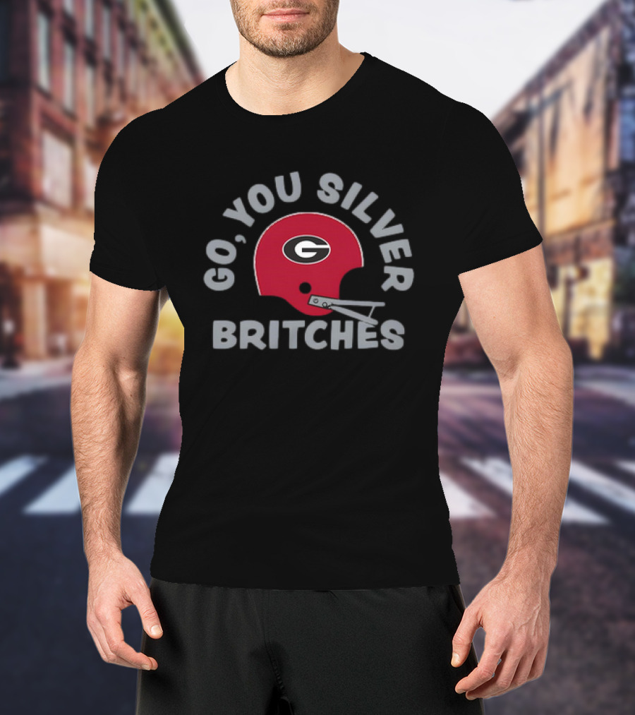 Georgia Football Go You Silver Britches Vintage Helmet T-Shirt