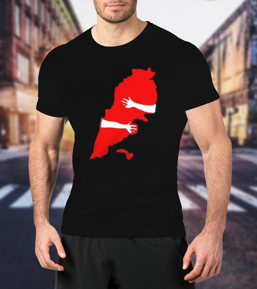 Lebanese Hug Red Map Embrace T-Shirt