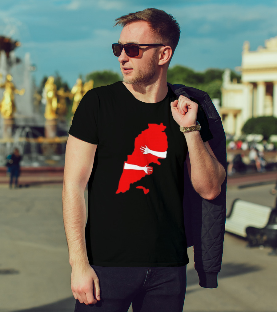 Lebanese Hug Red Map Embrace T-Shirt
