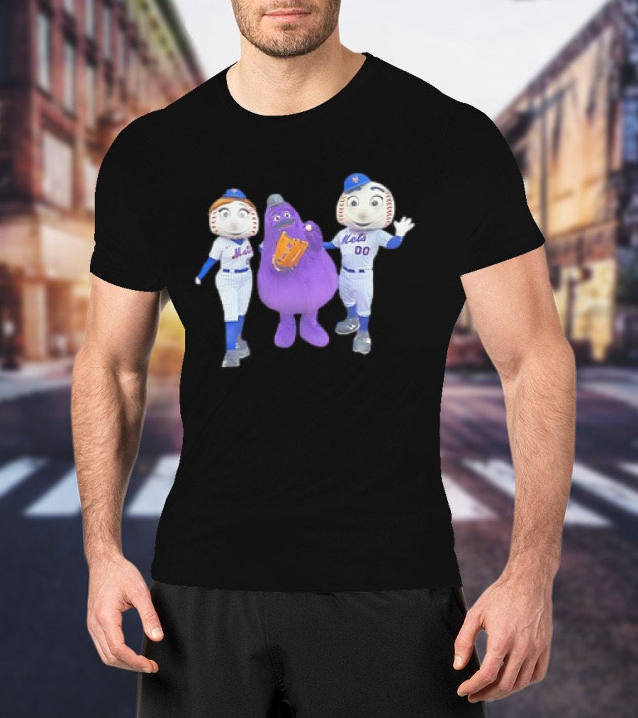 Mrs Met Grimace Mr Met Mets Baseball Characters Collaboration T-Shirt