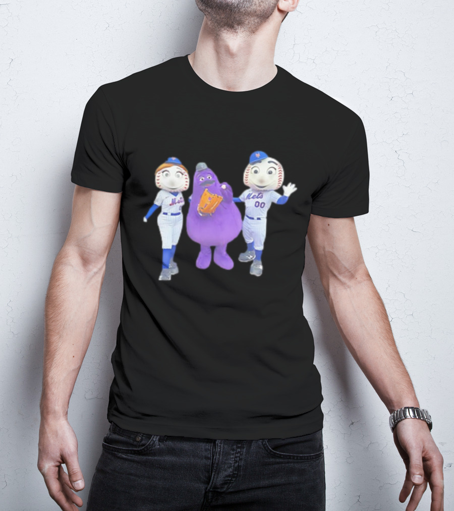 Mrs Met Grimace Mr Met Mets Baseball Characters Collaboration T-Shirt