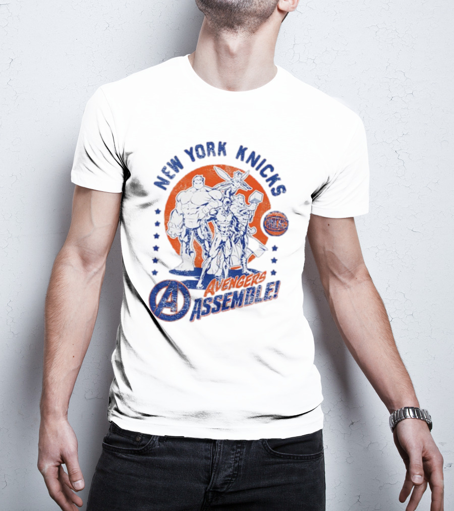 New York Knicks Avengers Assemble NBA Marvel Collaboration T-Shirt