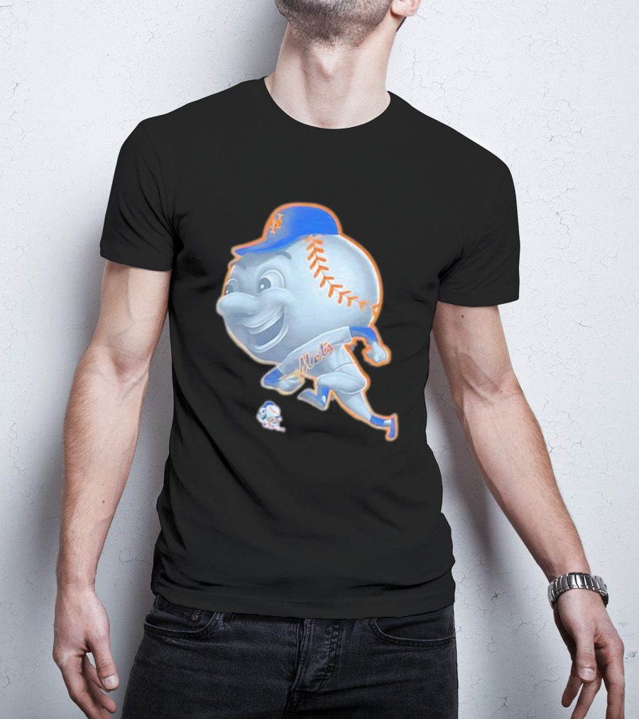New York Mets Mr. Met Mascot In Baseball Cap And Uniform T-Shirt