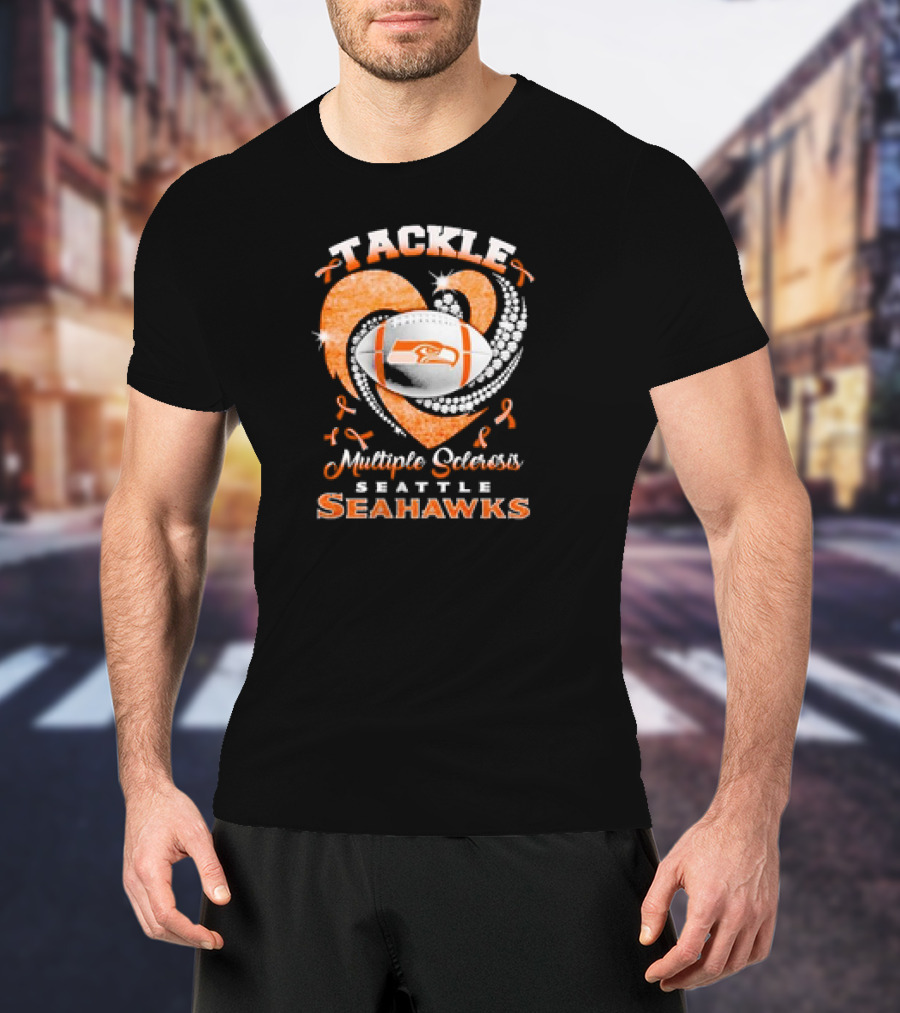 Tackle Multiple Sclerosis Seattle Seahawks Diamond Heart T-Shirt