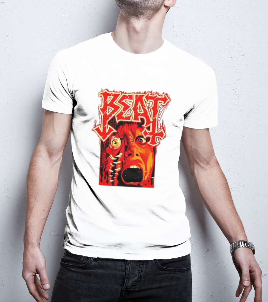 Beat Mutation Horror Zombie Face With Screaming Expression T-Shirt