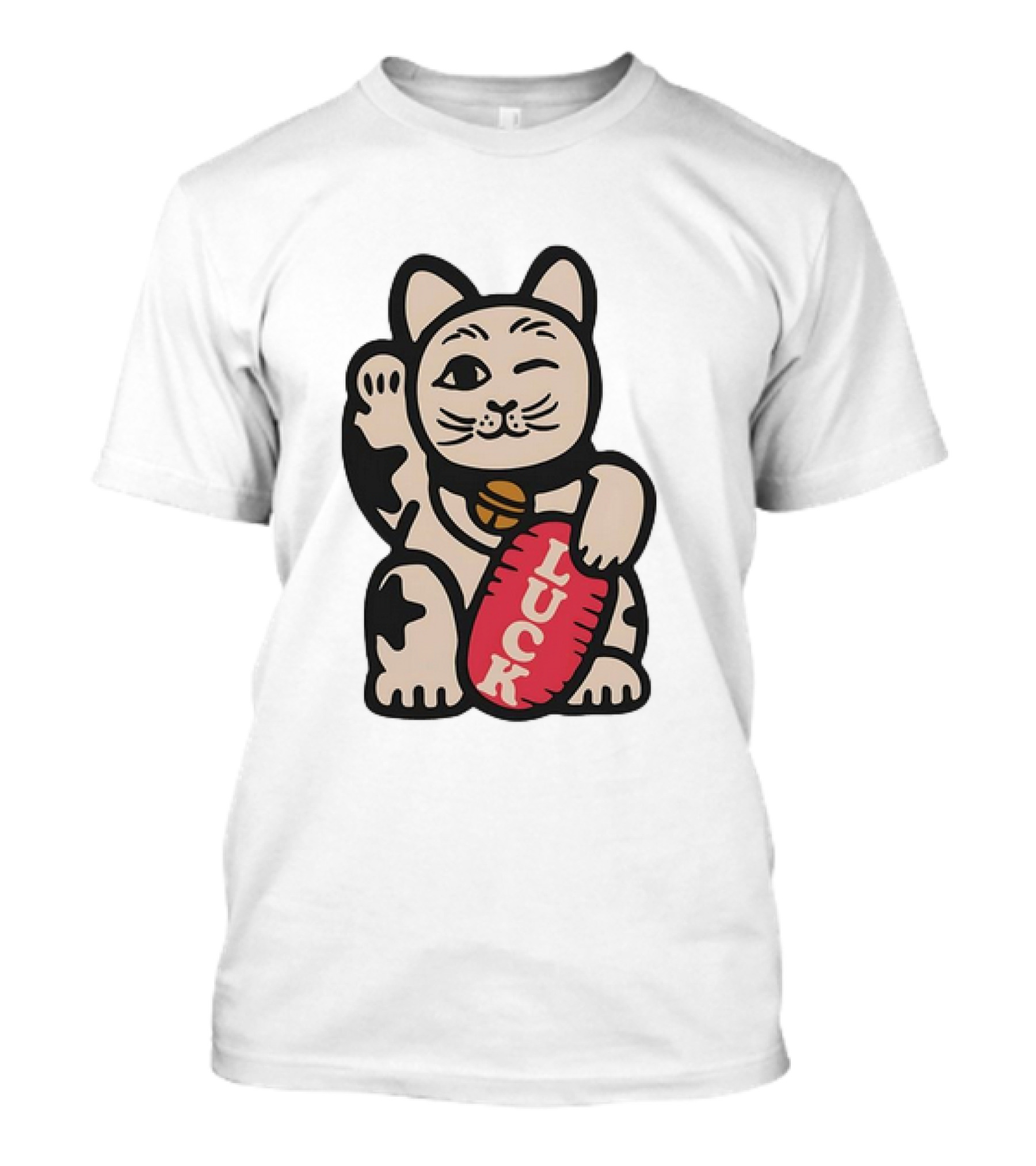 Maneki Lucky Cat Winking With Luck Sign T-Shirt
