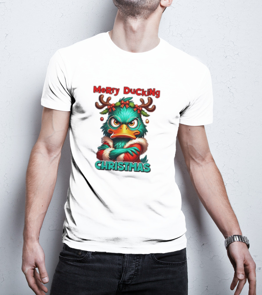 Merry Ducking Grumpy Duck Christmas T-Shirt