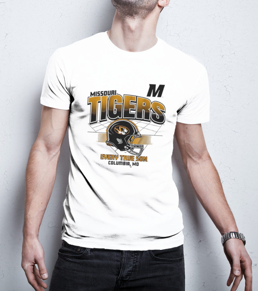 Missouri Tigers Football Helmet Every True Son Columbia MO Vintage T-Shirt