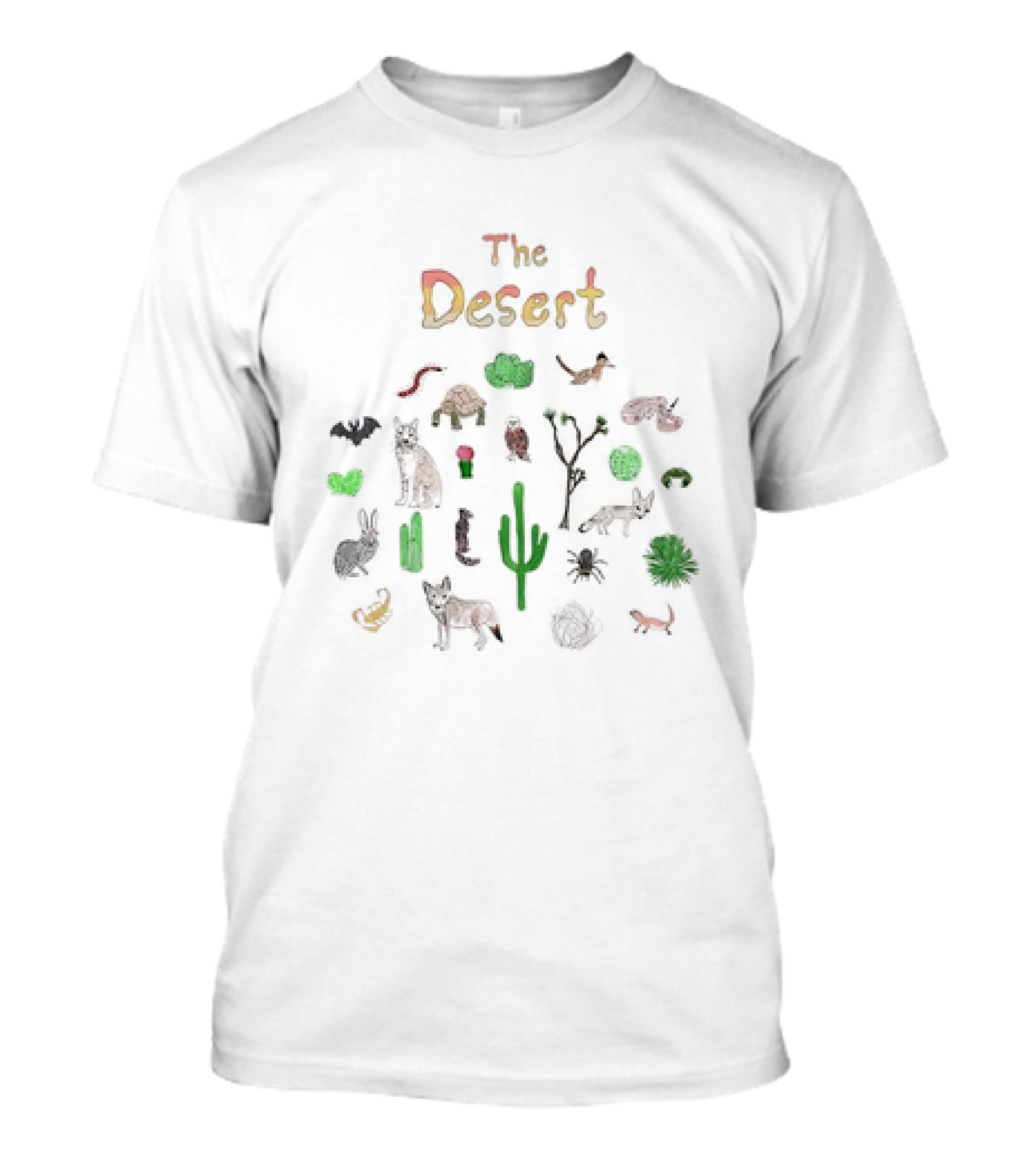 The Desert Animals Cactus Snake Coyote Fox Turtle Bat Lizard Rabbit Spider Scorpion Squirrel T-Shirt