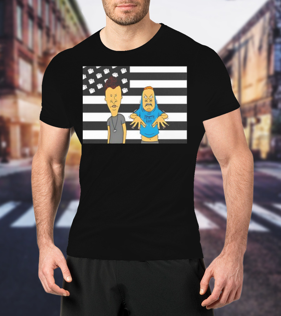 Beavis And Butthead Cornholio Death Rap American Flag T-Shirt