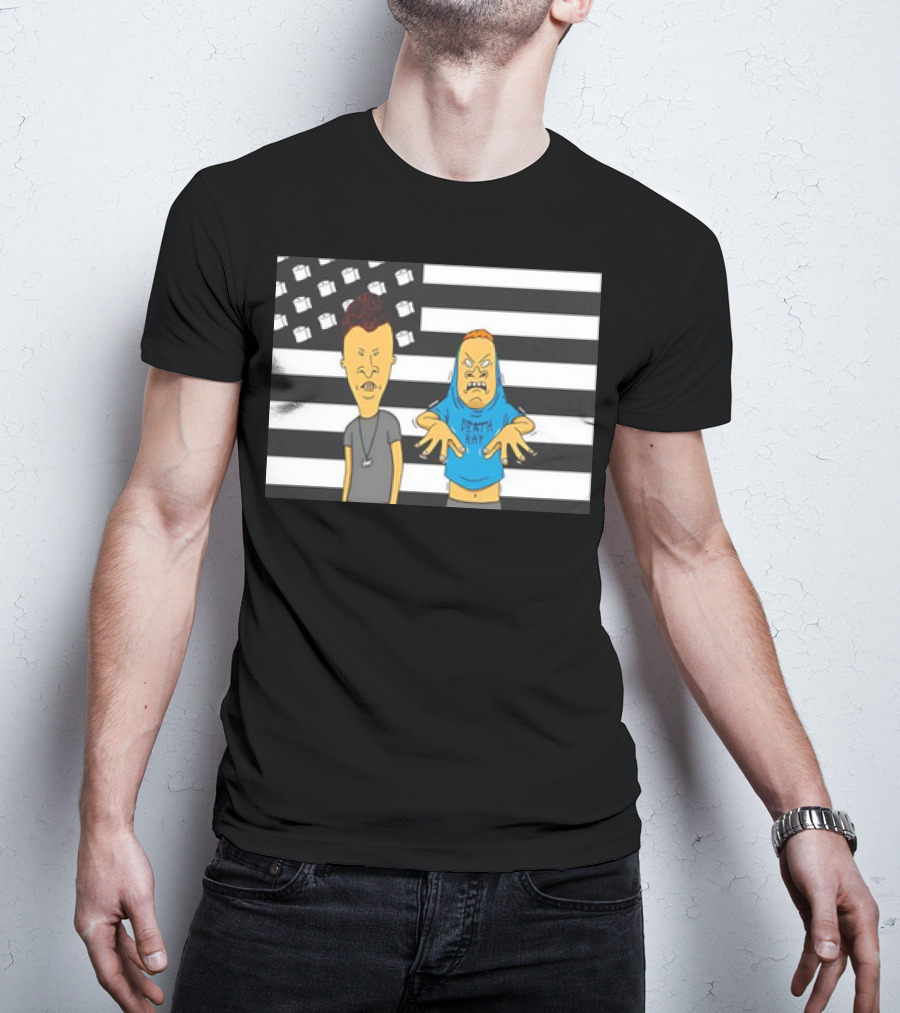 Beavis And Butthead Cornholio Death Rap American Flag T-Shirt