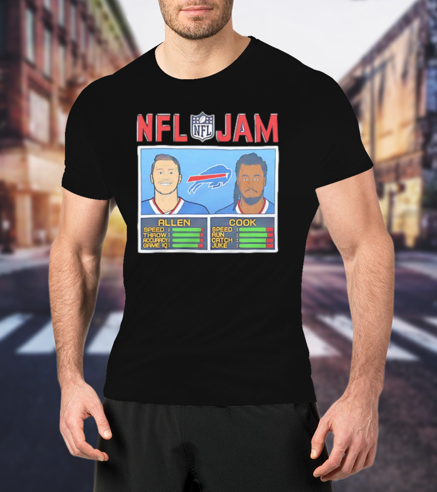 Buffalo Bills Josh Allen James Cook NFL Jam Player Stats T-Shirt