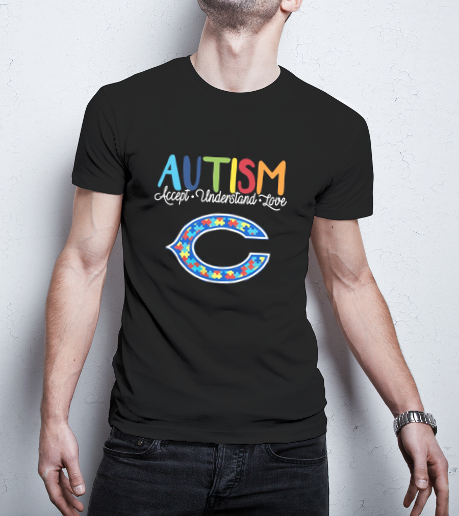 Chicago Bears NFL Autism Accept Understand Love Awareness T-Shirt