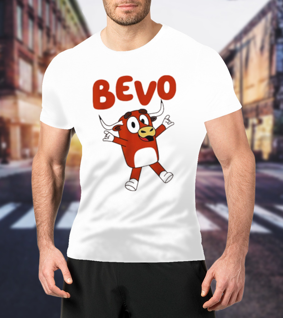 Bevo Cartoon Longhorn Bull Character Funny T-Shirt