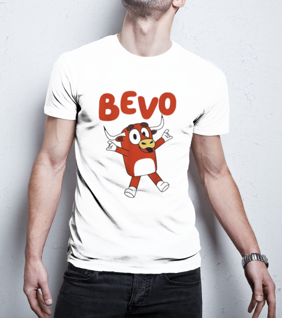 Bevo Cartoon Longhorn Bull Character Funny T-Shirt