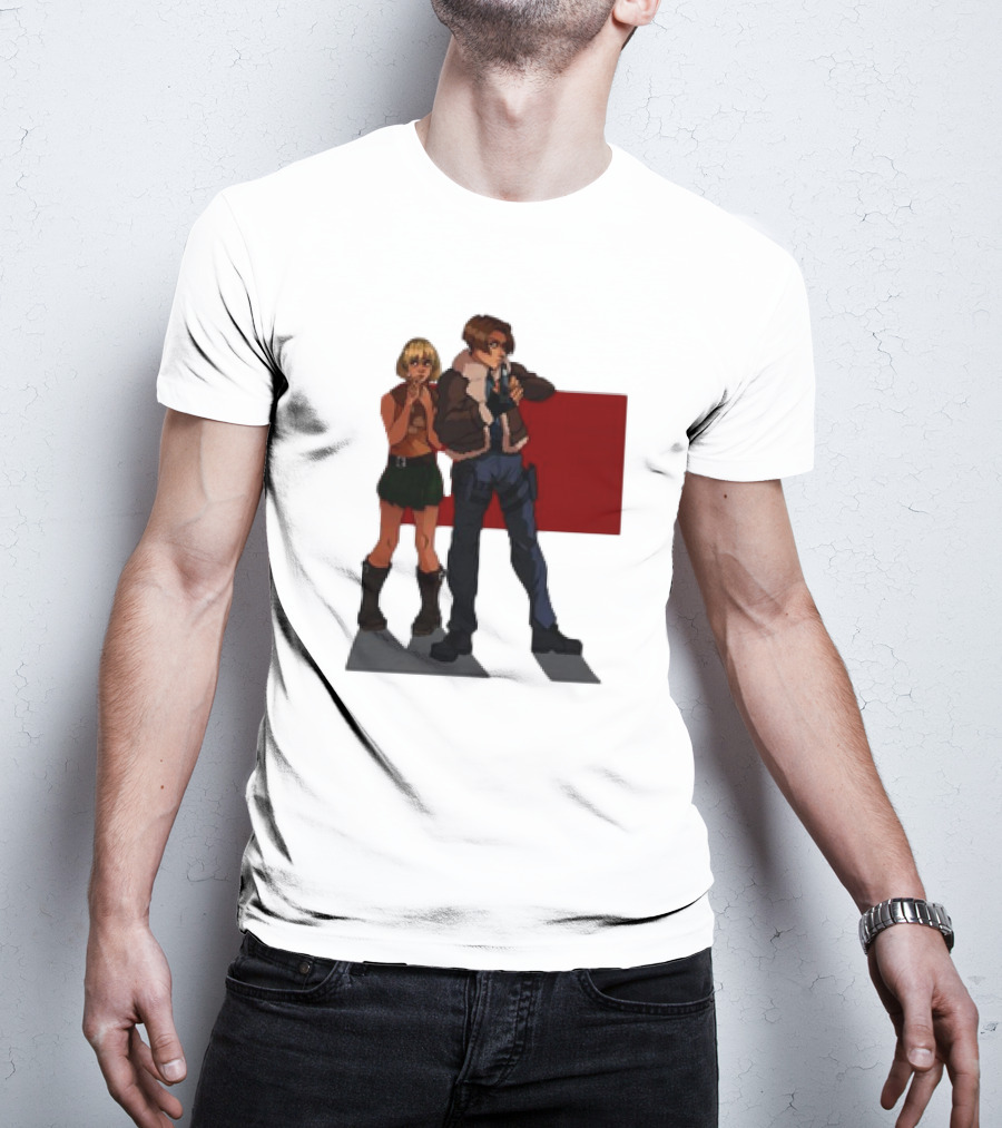 Resident Evil Leon And Ashley Anime Style Duo T-Shirt