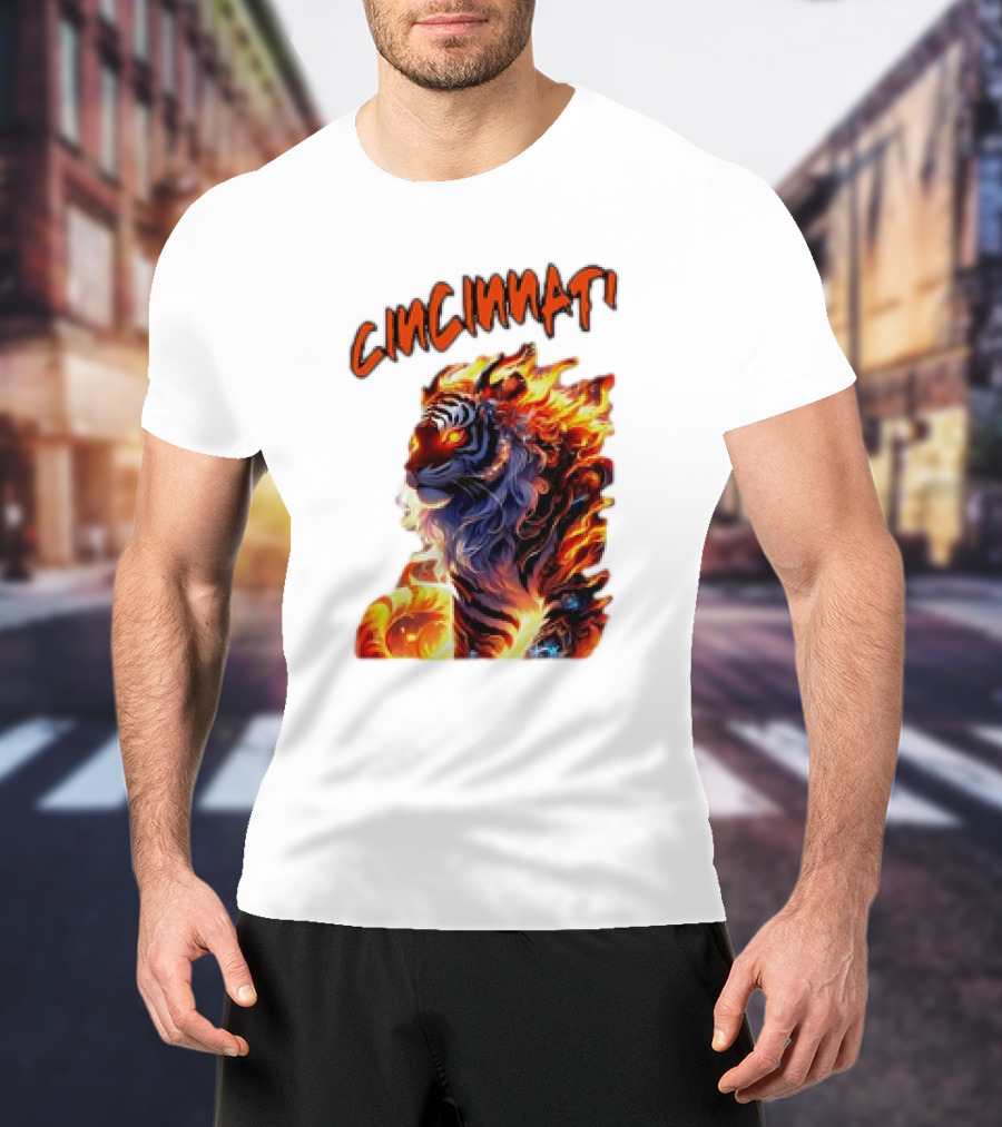 Cincinnati The Bengel’s Live Old West Football Tiger Flame T-Shirt