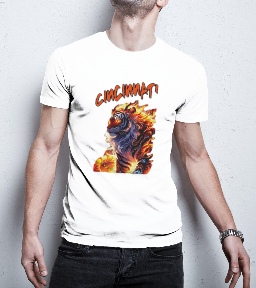 Cincinnati The Bengel’s Live Old West Football Tiger Flame T-Shirt