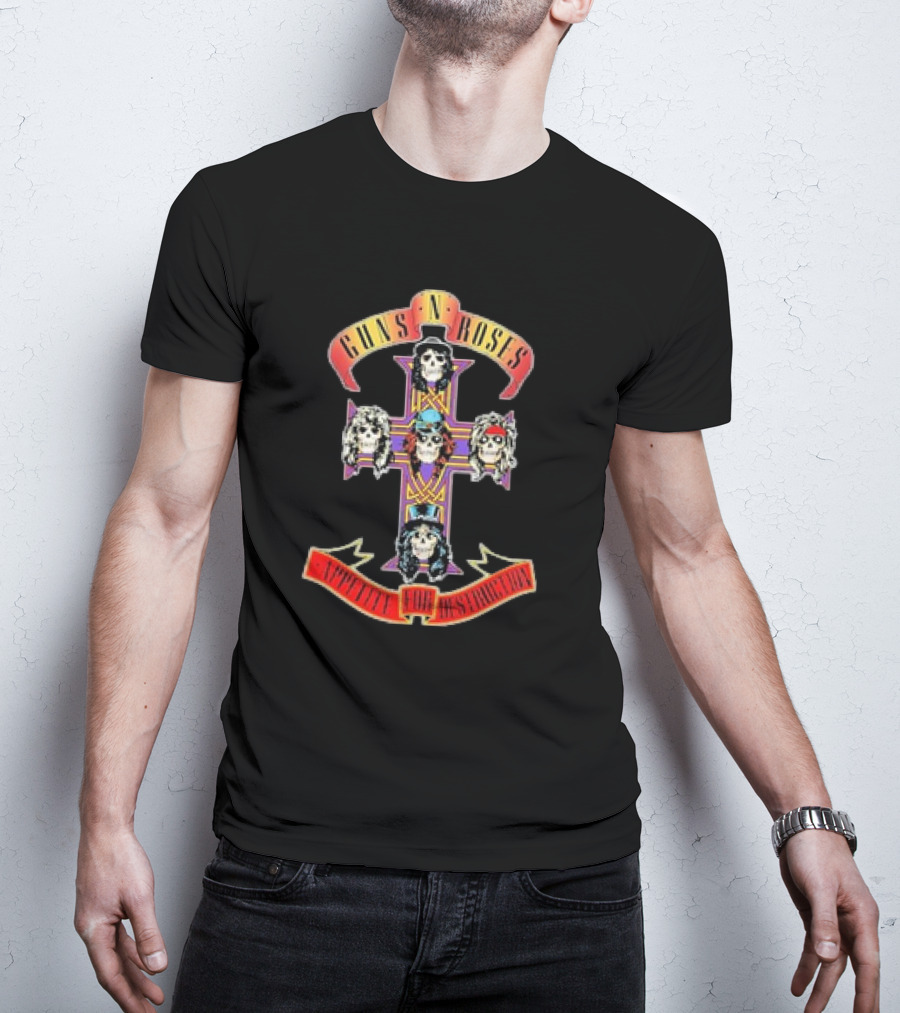 Guns N Roses Appetite For Destruction Cross Skulls T-Shirt