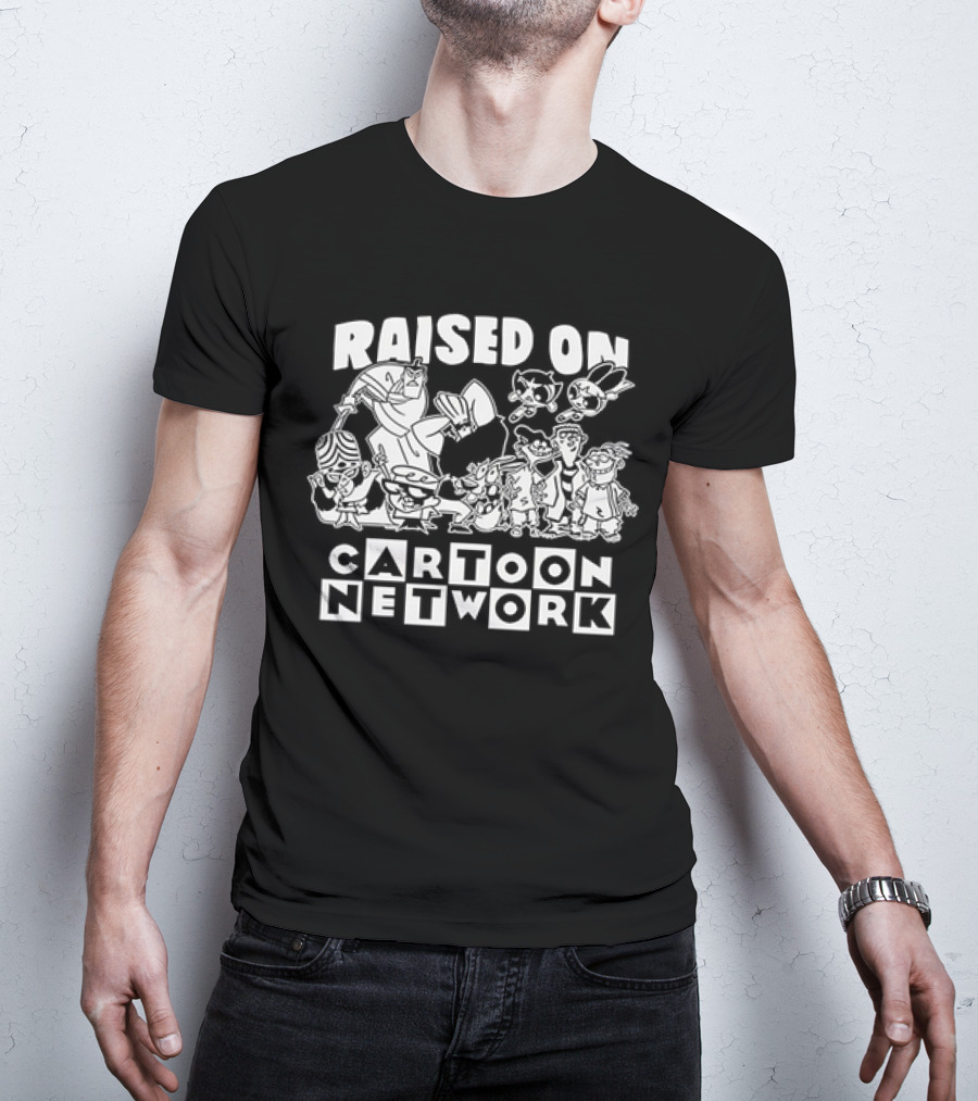 Raised On Cartoon Network Nostalgia Featuring Iconic Characters From Classic Shows T-Shirt