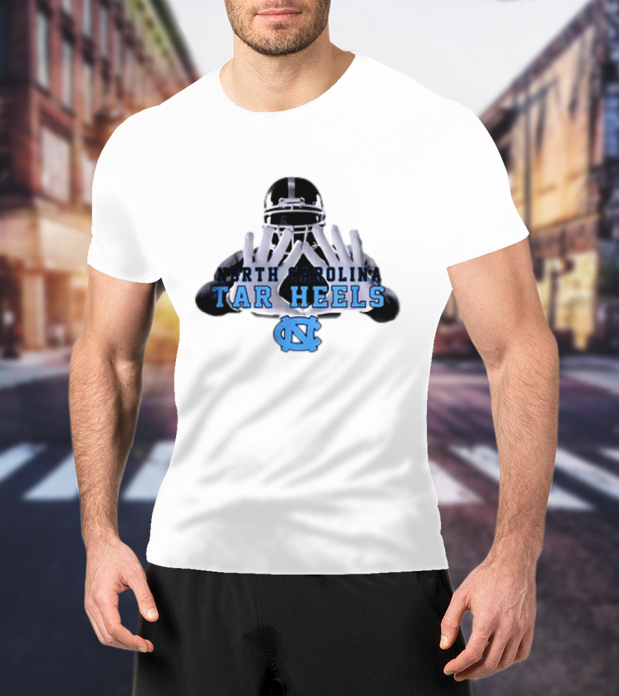 North Carolina Tar Heels Football Helmet Hands T-Shirt