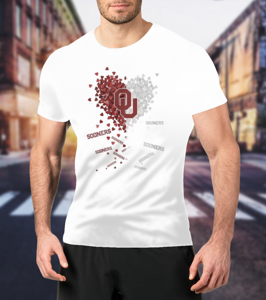Oklahoma Sooners OU Logo Heart With Sooners Text T-Shirt
