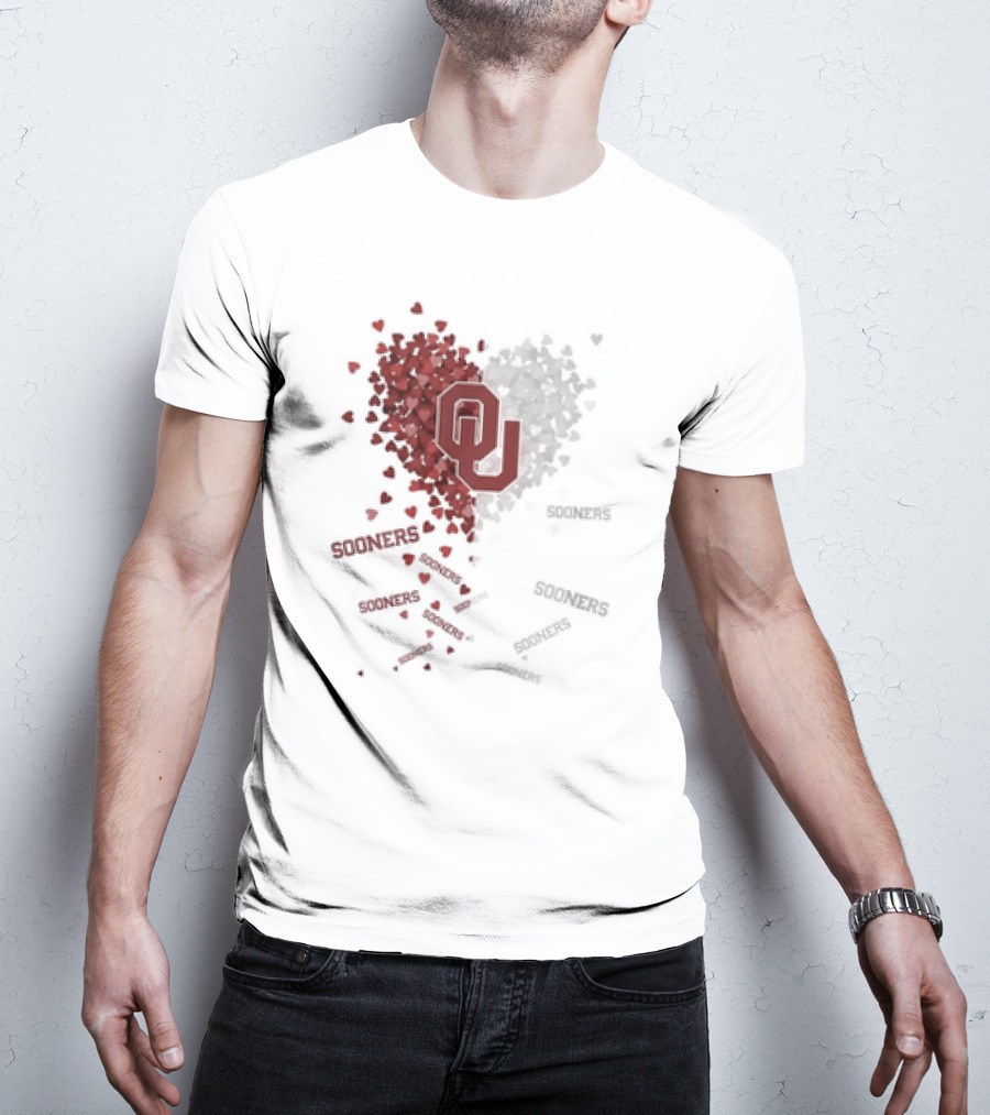 Oklahoma Sooners OU Logo Heart With Sooners Text T-Shirt