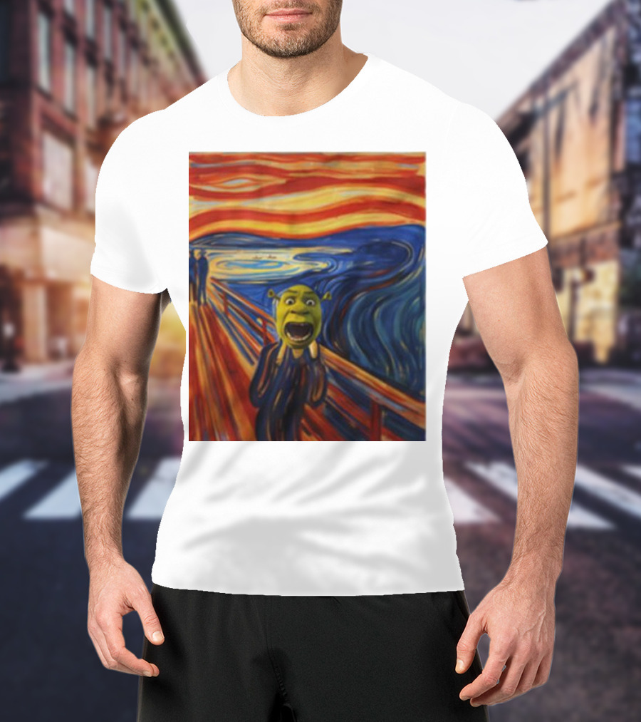 Shrek The Scream Edvard Munch Style Parody Painting T-Shirt