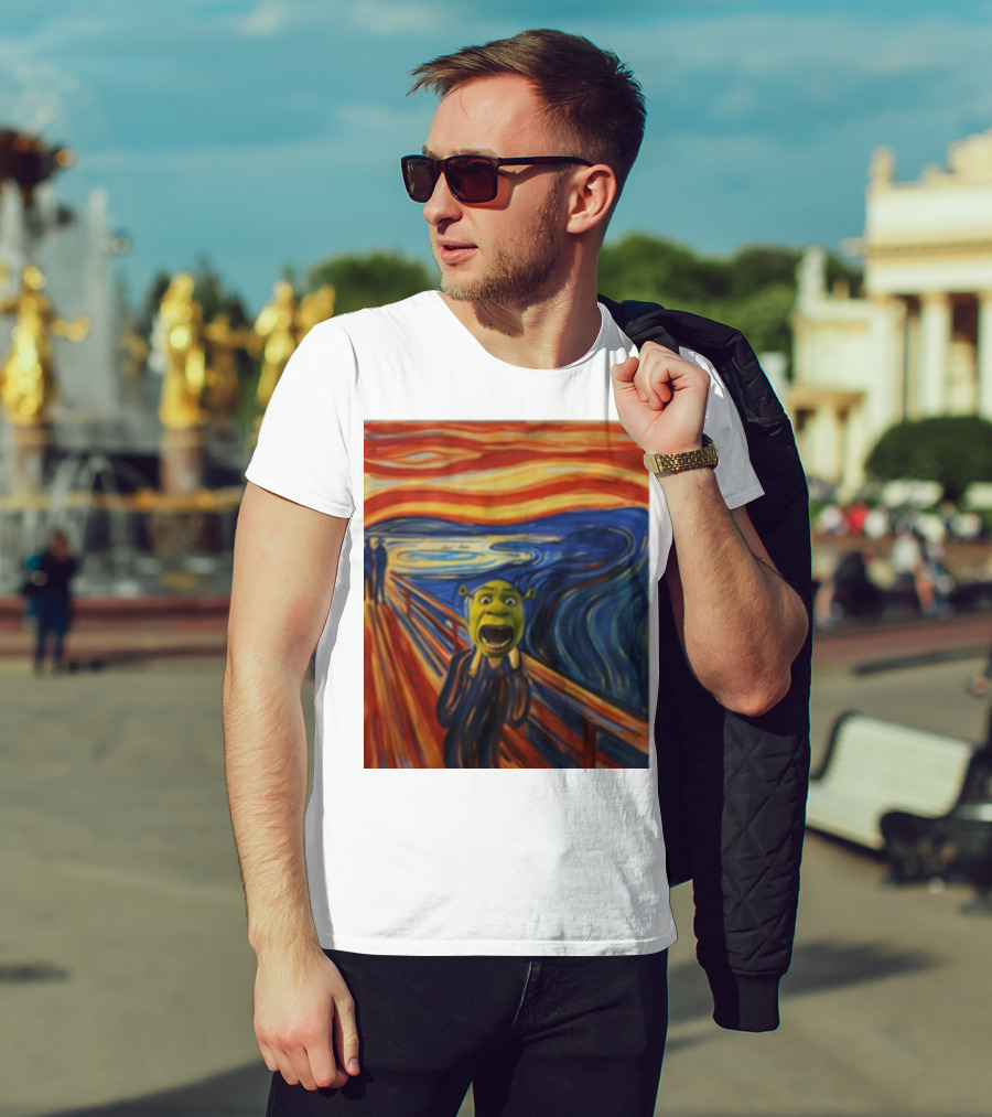 Shrek The Scream Edvard Munch Style Parody Painting T-Shirt
