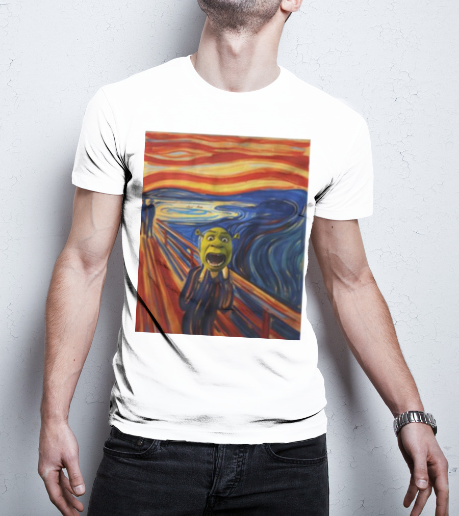 Shrek The Scream Edvard Munch Style Parody Painting T-Shirt