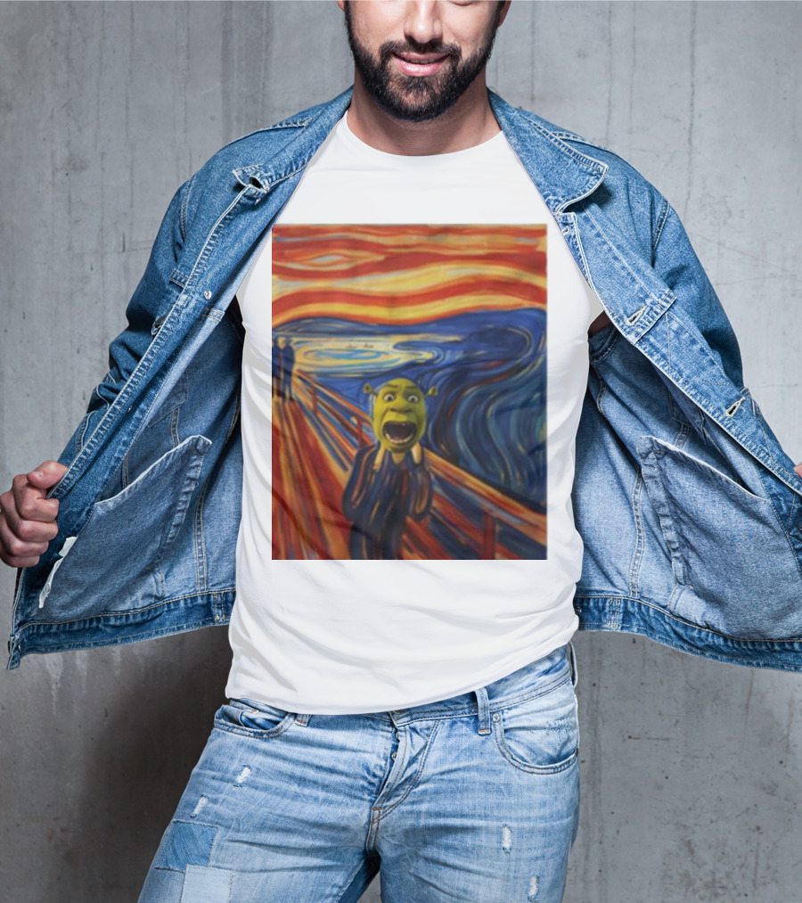 Shrek The Scream Edvard Munch Style Parody Painting T-Shirt